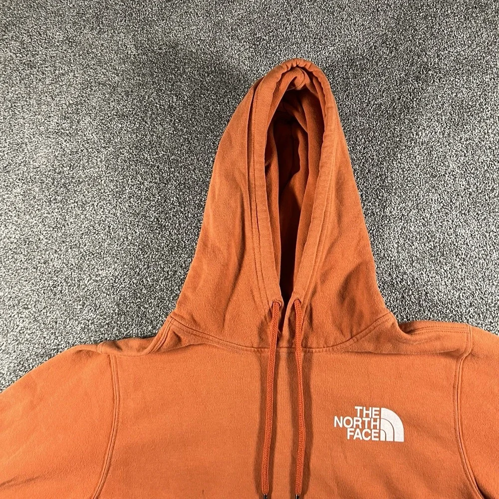The North Face Pullover Hoodie Orange Men’s Small Fleece Sweatshirt Logo